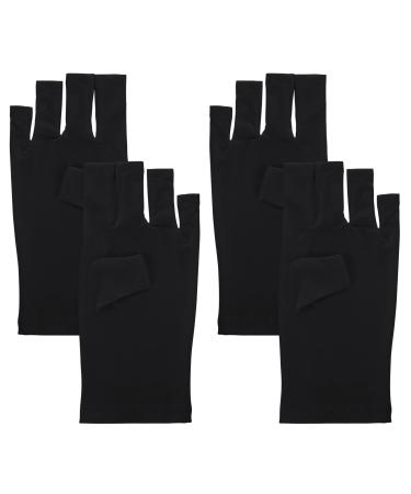 Tiesome UV protective gloves for gel nail lamps 2 pairs Professional UPF50+ UV protective gloves for manicure Hand UV protection fingerless gloves to protect the hands from UV light (black) 2 pairs black