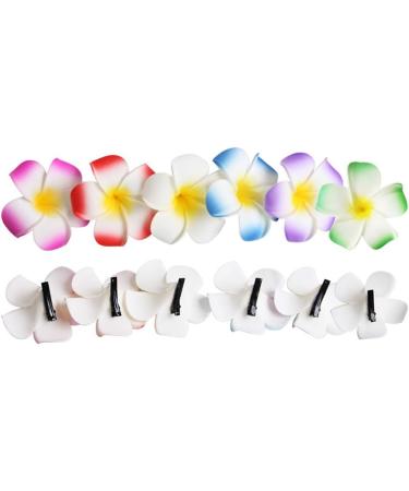 Pretyzoom Hawaiian Plumeria Hairpins - 12-Piece Tropical Hair Clip Set for Beach Weddings & Parties - 9cm Mixed Colors - Buy Online on GoSupps.com