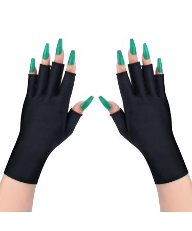 Lotifie uv Protection Gloves for Gel Nails lamp, Anti UV Light Glove for Manicures Nail Art (Black)