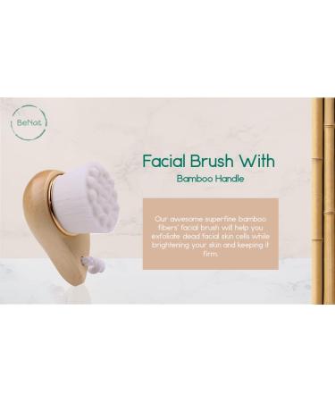 Buy BeNat Facial Bamboo Wood Handle Cleansing Brush - Extra-Soft Fiber Facial Brush - Eco-Friendly White Skincare Tool for All Skin Types - International Shipping Available - Buy Online on GoSupps.com
