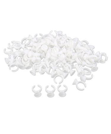 ROSENICE Disposable Glue Holder Rings Plastic for Eyelash Extensions 100pcs(White)