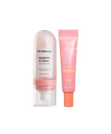 MCoBeauty - Hydration Bundle, Hydrate & Glow Ultra-Fine Mist and Glow Brightening Vitamin C Eye Cream, Cruelty Free, Vegan - Skin Care, Beauty Products - Pack of 2