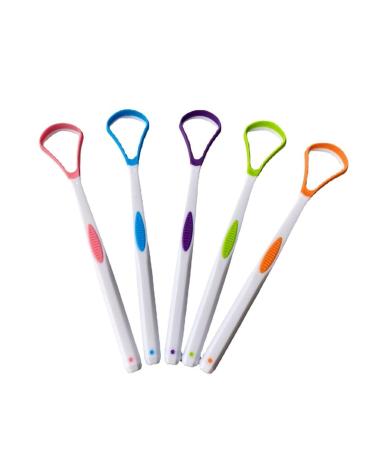 EBSBAG 5pcs Tongue Scraper Soft Silicone Tongue Brush Clean Mouth Brush Cleaner Oral Health Random Color
