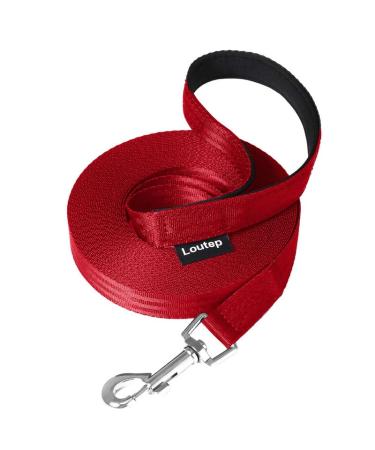 Loutep Training Lead for Dogs -30M (100ft) Red Durable Nylon Long Line Dog Lead with Padded Handle & Heavy - Duty Swivel Hook - Leash for Pet OBEDIENCE 30M RED