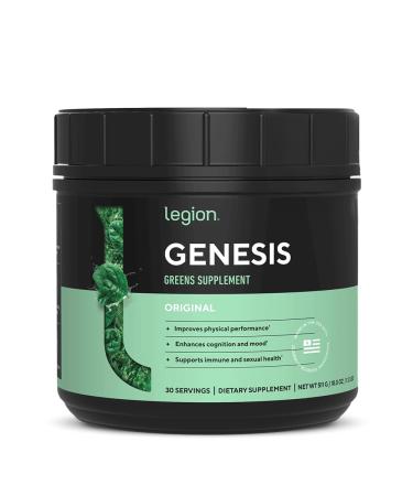 LEGION Genesis Greens Super Greens Powder with Organic Spirulina & Matcha Daily Green Superfood Supplement with Adaptogens for Energy Digestion Immunity & Detox