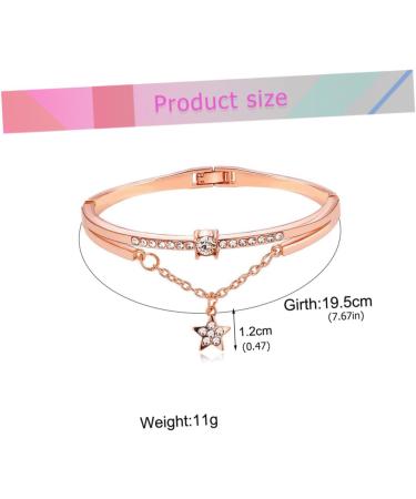 Minkissy Women's Star Bracelet - Rose Gold Cuff with Crystals | Elegant Strass Design 19.5cm - Buy Online on GoSupps.com