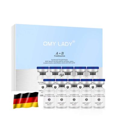 OMY LADY EGF Serum Ampoules 10 Pack - 3ml - For Repairing Acne & Surgical Scars, Wrinkles, Burns & Dark Spots - Vegan Concentrate - Anti-Aging Lifting