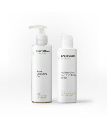 InnovaGoods InnovaGoods CBD Facial Care Kit 1 cleansing facial gel nourishes soothes reduces redness 1 facial mist regenerates hydrates and relieves affected or irritated skin for