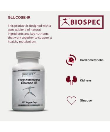 Biospec Nutritionals Glucose-IR Supplement - Cinnamon Extract, Chromium, Berberine and Biotin - 120 Capsules - Buy Online on GoSupps.com