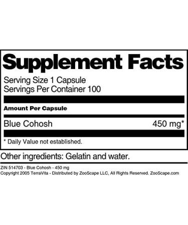 Blue Cohosh - 450 mg (100 Capsules ZIN: 514703) - Buy Online on GoSupps.com