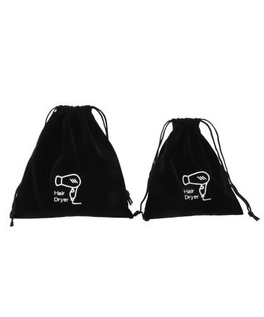 Baluue 2pcs Storage Bag Travel Hairdryer Organizer Hair Dryer Storage Pouch Gym Bag Black Flocking Cloth 1