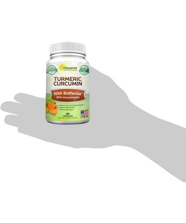 Turmeric Curcumin 1600mg with BioPerine & Black Pepper Extract - 180 Capsules | 95% Curcuminoids, Natural Joint Stiffness Relief - 100% Tumeric Root Powder Supplements - Buy Online on GoSupps.com