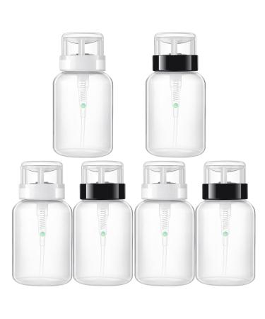 SOESFOUFU Set of 6 Refillable 210ml Makeup Remover Bottles with Airless Pump for Travel (Black)