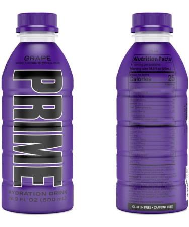 Prime Hydration Prime Grape Bottle 500ml By Logan Paul & KSI Electrolyte Beverage Refreshment Drink 1-2 Pcs Boxed Treatz (500ml - 1x) - Buy Online on GoSupps.com