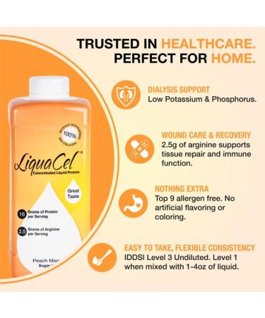 LiquaCel Concentrated Liquid Protein Peach Mango Flavor Ready-to-Drink 16g Hydrolyzed Collagen Protein and 2.5g Arginine Per 1oz Serving Sugar & Gluten Free 32 fl oz Bottle Peach Mango 32 Fl Oz (Pack of 1) - Buy Online on GoSupps.com
