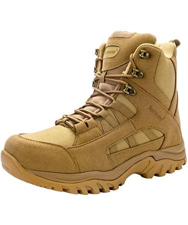 Ansbowey Men's Military Tactical Boots Lightweight Outdoor Hiking Backpacking Boots 13 A1905 Brown 6