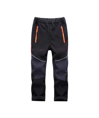 Toomett Boys Snow Cargo Pants, Girls Kids Outdoor Fleece-Lined Soft Shell Hiking Fishing ski Insulated Pants Black/Grey 4-5T