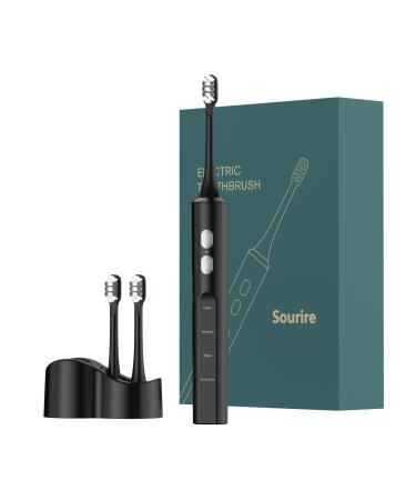 Sonic Electric Toothbrush with 2 Brush Heads for Adults Wireless Fast Charge Extra Long Standby 4 Cleaning Modes Intelligent Brushing Reminder Electric Toothbrushes(Black)