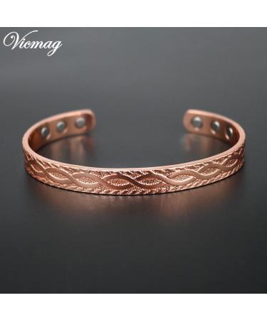 Vicmag Copper Magnetic Bracelet for Women Men | 6X Ultra Strength Magnets | Adjustable Size | 99.99% Solid Pure Copper | Rose Gold Branch Design | Gift Box Included - Buy Online on GoSupps.com