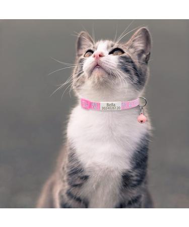 Personalized Reflective Cat Collar 2 Pack - Custom Breakaway with Name Tag & Bell | Anti-Loss Design for Cats 20-28 cm | Pink - Buy Online on GoSupps.com