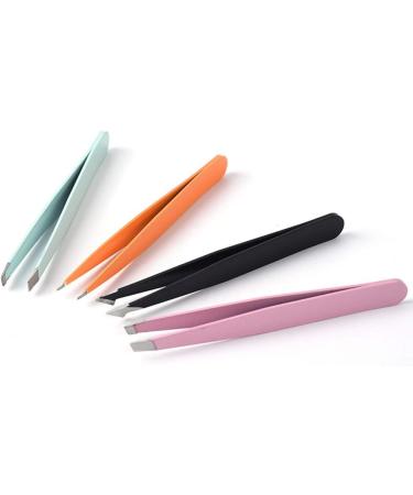 4pcs Professional Tweezer Set Stainless Steel Slant Tip Tweezer Precision Eyebrow Hair Remover Tool Face Hair Removal Make Up Tools - Buy Online on GoSupps.com