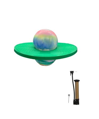 FURTHERNEXT Pogo Ball for Kids Adults Up to 160 lb, a Bounce Board with an air Pump and a Sturdy Deck, Suitable for Children Over 6 Years Old or Adults to Exercise. Good Gift for Kids (Multi-Green)