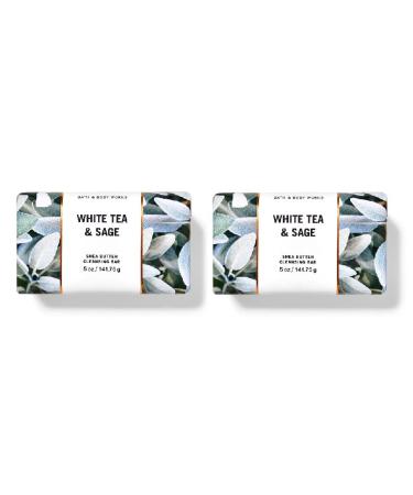 Bath & Body Works WHITE TEA & SAGE Shea Butter Cleansing Bar - Lot Of 2 - Full Size