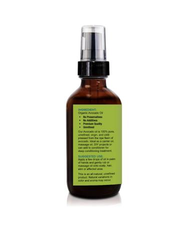 100% Pure Avocado Oil 4 oz - Unrefined Cold Pressed Carrier Oil for Hair Skin Face & Nails | Ideal for DIY Beauty - Buy Online on GoSupps.com