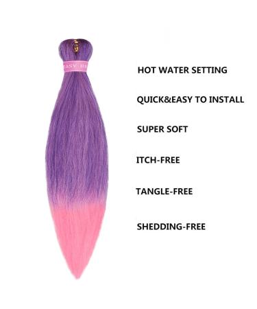 MSBELLE 26 Inch Pre-Stretched Pink Ombre Braiding Hair - Hot Water Setting (100g Pack) - Buy Online on GoSupps.com