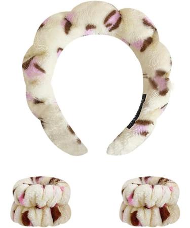 Limtula Spa Wrists Washband Headband Absorbent Microfiber Wrists Towel for Washing Face for Women Prevent Liquid from Spilling Pink leopard - Buy Online on GoSupps.com
