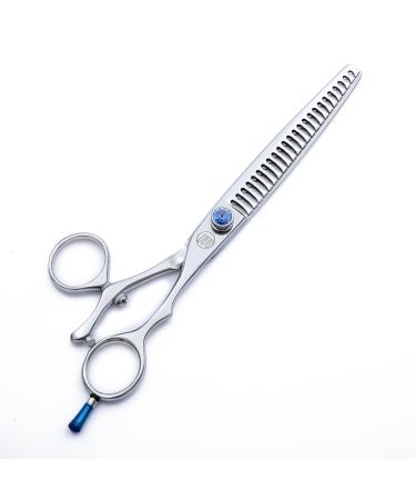 MOONTAY Dogs Chances Fell shears Professional 24-tooth care scissors made of Japanese 440c-steel dog care scissors silver (Attention: laypeople are not recommended for purchase) 7.5 '' (24-tooth-turnable handle)