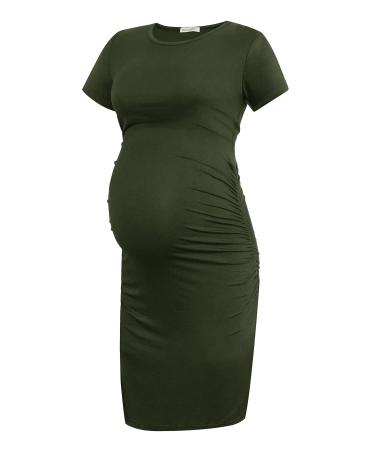 Smallshow Women's Short Sleeve Maternity Dress Ruched Pregnancy Clothes