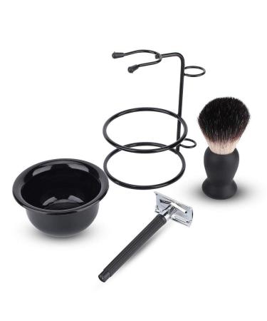 Men's Shaving Set - Stainless Steel Shaver Beard Care Kit with Holder Bowl & Brush - International Shipping - Buy Online on GoSupps.com