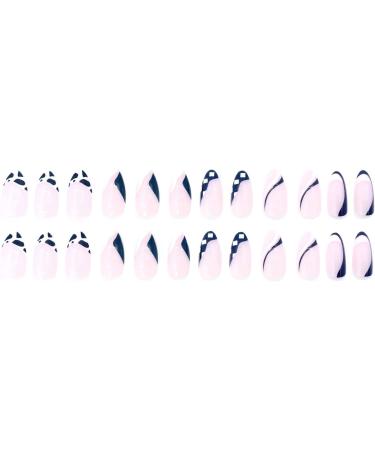 Justotry Cow Print Oval False Nails - 24 Pcs Short Black French Press On Nails with Nail Glue - Funky Nude Almond Stick on Nails for Women - Nail Art Essential - Buy Online on GoSupps.com