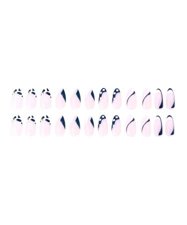 Shop Justotry 24-Piece Cow Print Almond Nails | Black French & Nude Oval Press-On Artificial Nails for Women - Perfect Short Acrylic Fingernails - Buy Online on GoSupps.com