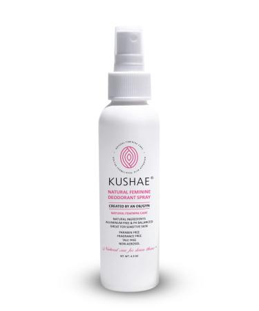 Kushae Feminine Deodorant Spray – OB/GYN Made, All Natural, Prevent Odors in Intimate Areas Due to Sweat from Workouts, Busy Days, Warm Climates, Hormonal Changes, Made in USA