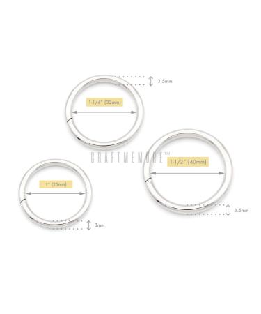 CRAFTMEMORE 1-1/4 inch Silver O-Ring Findings for Belts Bags - Pack of 10 Metal O Rings for DIY Leather Crafts - Buy Online on GoSupps.com