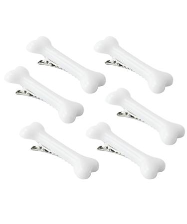 6 Pcs Women Ladies Vivid White Dog Bone Hair Pin Side Band Clips Hairpin For Christmas Gift and Cosplay