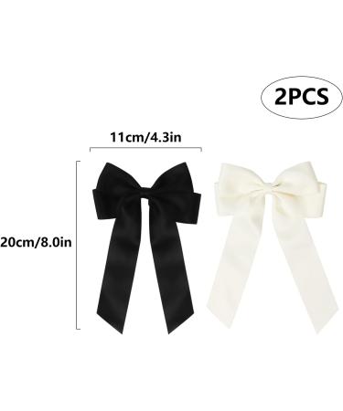 2 Pack Bow Hair Clips Black Hair Bows for Women Girls Large Bow Clips Hair Barrette Hair Accessories(Black Beige) - Buy Online on GoSupps.com