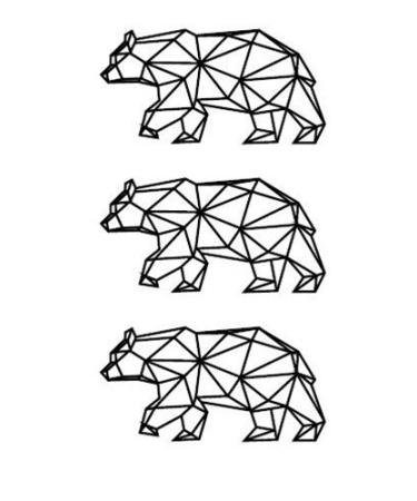 SanerLian Bear Geometric Temporary Tattoo Sticker Set of 12 | Watercolor Waterproof Body Art for Men and Women | Hand Arm 10.5X6cm - Buy Online on GoSupps.com