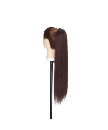 Kinky Drawstring Ponytail Hairpiece for Women - YAKI Straight Hair Extension 55cm Dark Brown Wig - Buy Online on GoSupps.com