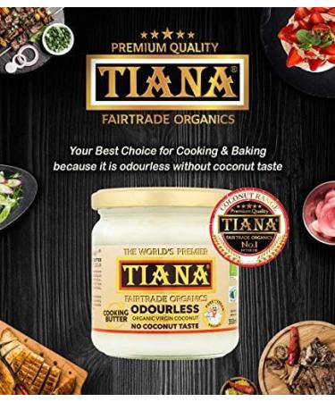 TIANA Fairtrade Organic Virgin Coconut Oil Odourless Cooking Butter 350ml (Pack of 4) 350ml Pack of 4 - Buy Online on GoSupps.com