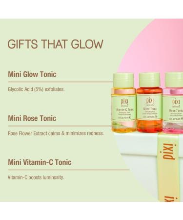 Pixi Beauty Tonic Trio | Holiday Edition Gift Set with 3 Pixi Favorite Tonics | Glow Tonic, Vitamin- C Tonic, Rose Tonic | Calming, Hydrating, Gentle Exfoliating and Smoothing 1 Count (Pack of 3) - Buy Online on GoSupps.com