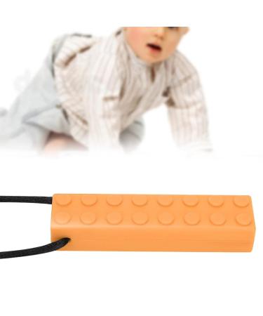 Silicone Building Blocks Baby Teether Necklace | Teething Stick Chew Pendant for Babies (Orange) - Buy Online on GoSupps.com