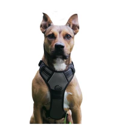 No pull dog harness adjustable breathable reflective reflective soft padded dog dishes breast dishes for dogs (gray l) L gray