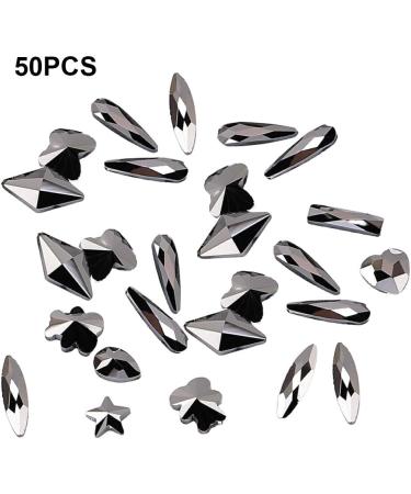 dijiusidy 50 Pieces Glass Crystal Set Eye-catching Personalized Nail Art Rhinestones DIY Handcraft Manicure Accessories for Card Making Dark Black - Buy Online on GoSupps.com
