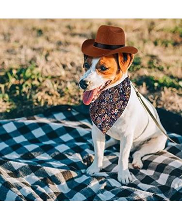 Hacraho Pet Cowboy Costume | Adjustable Dog Cowboy Hat & Blue Paisley Bandana for Small Dogs & Cats - Western Accessories & Photo Props - Buy Online on GoSupps.com