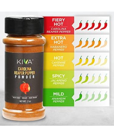 Kiva Carolina Reaper Chili Pepper Powder - Hottest Pepper on Earth - Non GMO Vegan Fair Trade - 2 oz Bottle - Buy Online on GoSupps.com