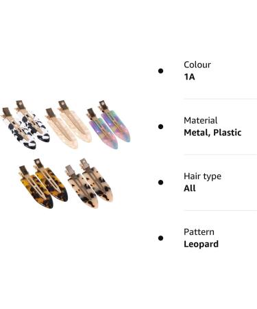 HAYHOI 10PCS No Bend Hair Clips - Acrylic Resin Flat Clip for Crease-Free Hairstyles - Leopard White Black Design - Women & Girls Hair Barrette - Buy Online on GoSupps.com