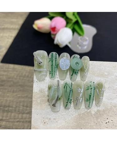 10 Piece Set of Handmade Wearable Nails Fake Nails Ballet Dance Long Press Nail Art Patches(Color:2 Size:S) - Buy Online on GoSupps.com